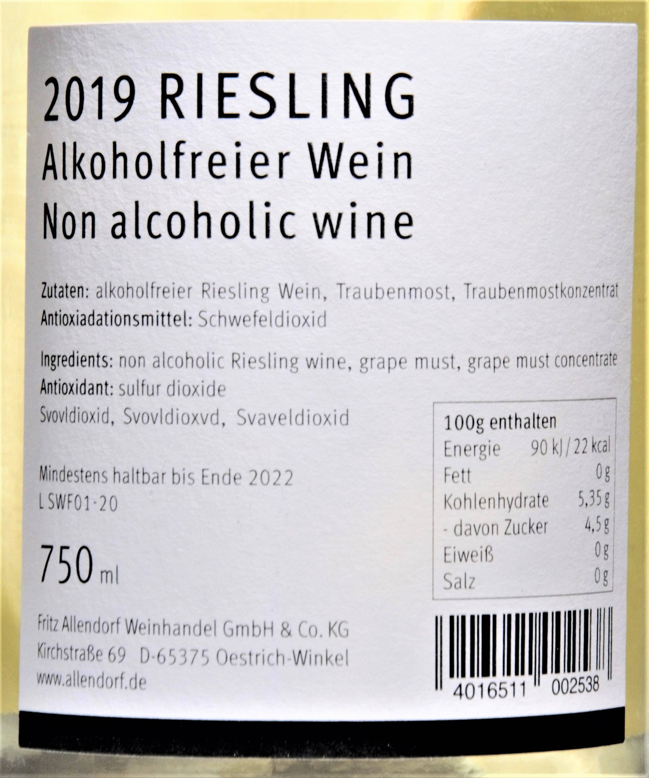 Etiketa Save water drink Riesling free