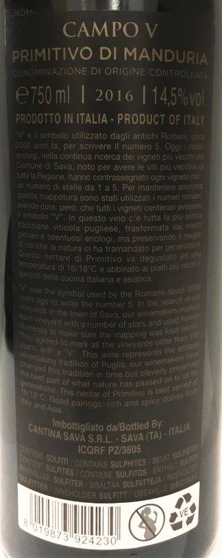 Etiketa Primitivo di Manduria \