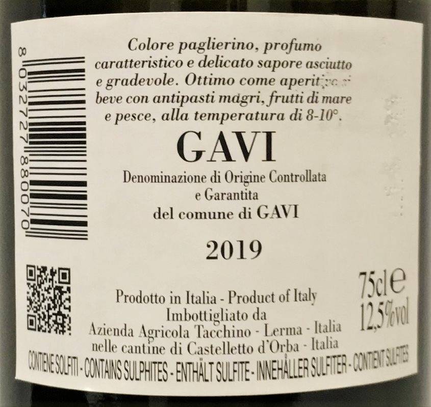 Etiketa Gavi del Comune di Gavi
