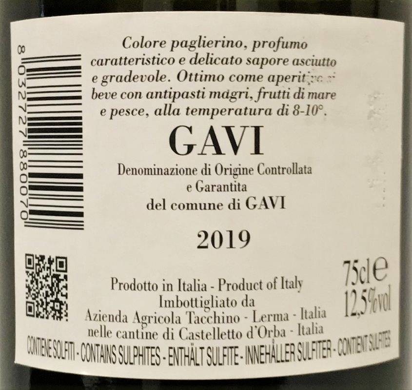 Etiketa Gavi del Comune di Gavi