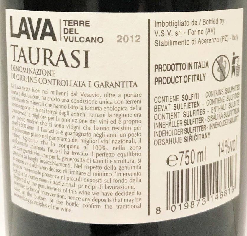 Etiketa Taurasi, Lava