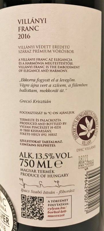 Etiketa Cabernet Franc