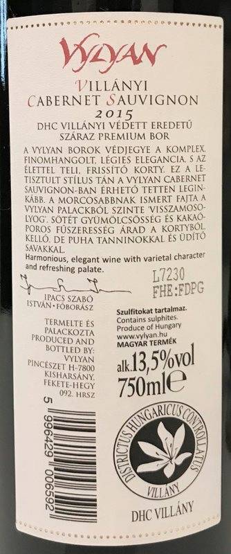 Etiketa Cabernet Sauvignon