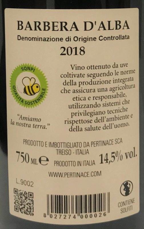 Etiketa Barbera d´Alba 
