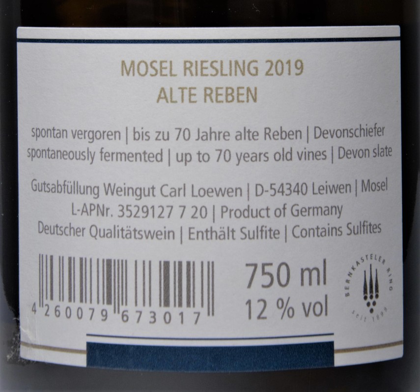 Etiketa Riesling Alte Reben
