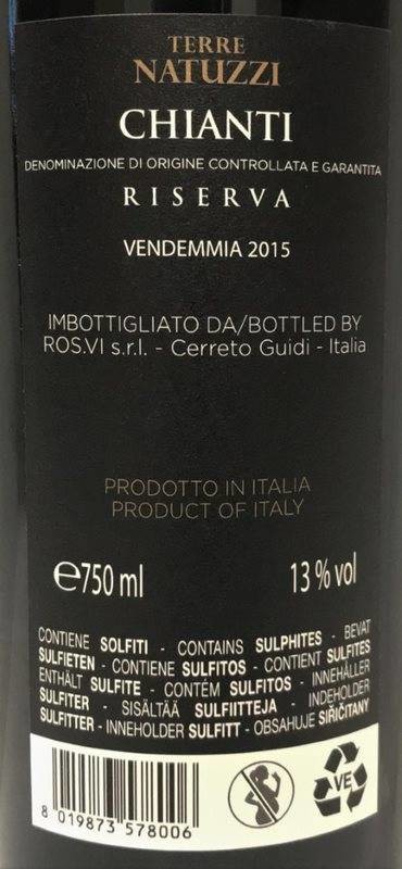 Etiketa Chianti Riserva, Terre Natuzzi