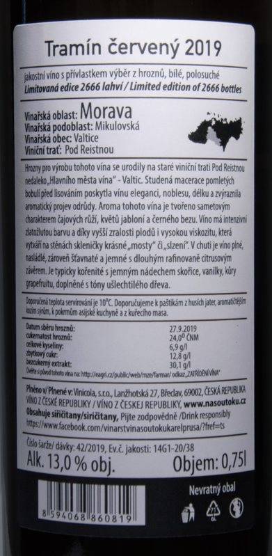Etiketa Tramín červený