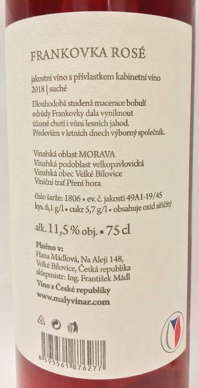 Etiketa Frankovka rosé