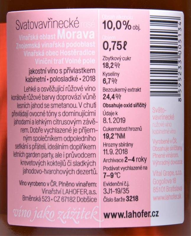 Etiketa Svatovavřinecké rosé