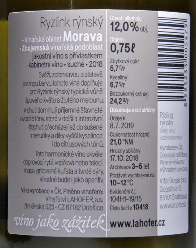 Etiketa Ryzlink rýnský