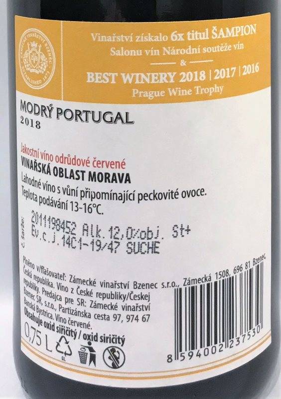 Etiketa Modrý Portugal