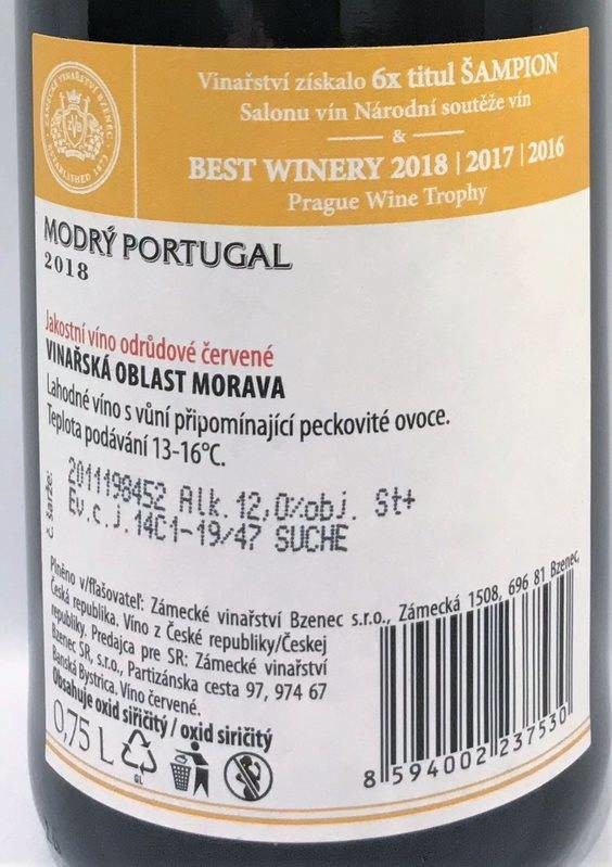 Etiketa Modrý Portugal