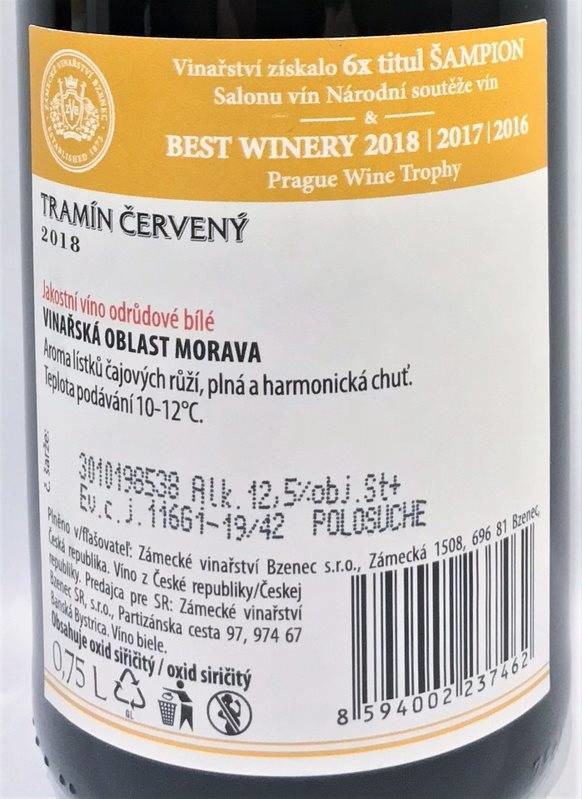 Etiketa Tramín červený