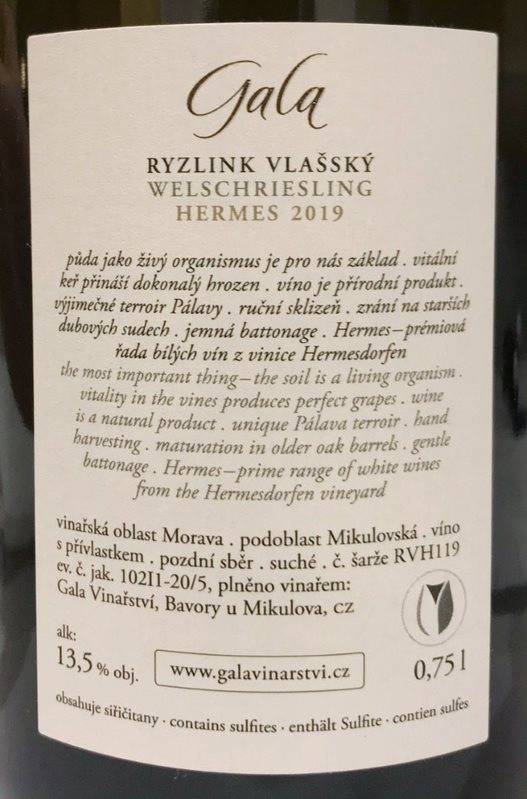 Etiketa Ryzlink vlašský Hermes