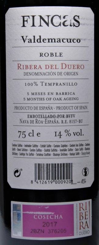 Etiketa Roble Fincas Valdemacuco