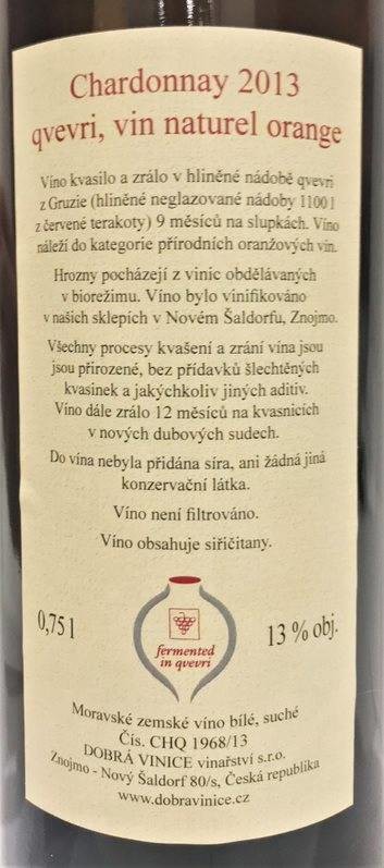 Etiketa Chardonnay qvevri