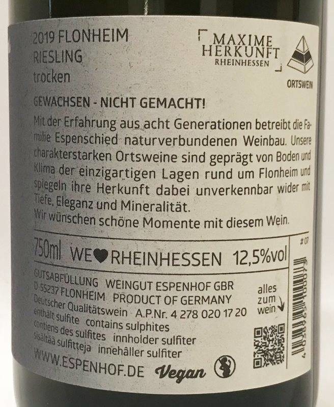 Etiketa Riesling Flonheim QbA