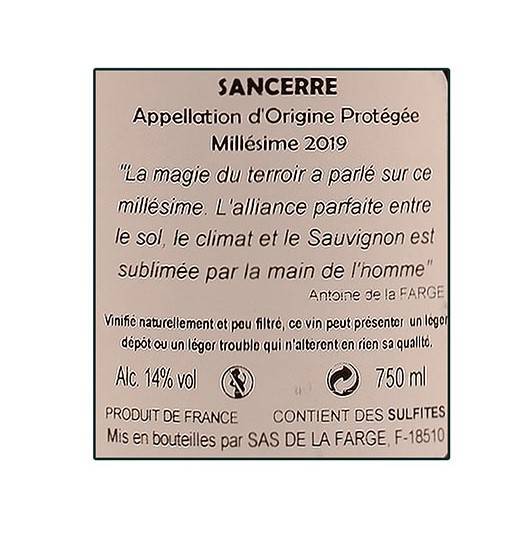 Etiketa Sancerre Sauvignon blanc