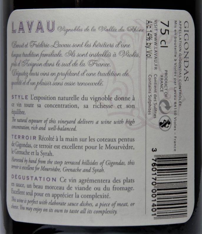 Etiketa Gigondas AOC