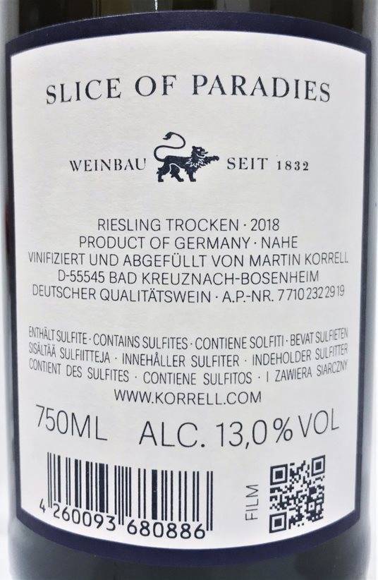 Etiketa Riesling Slice of Paradise