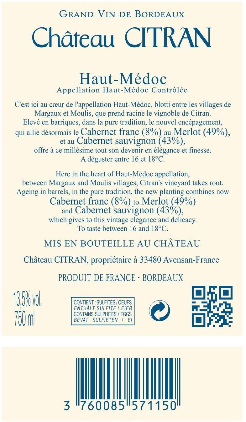 Etiketa Château Citran