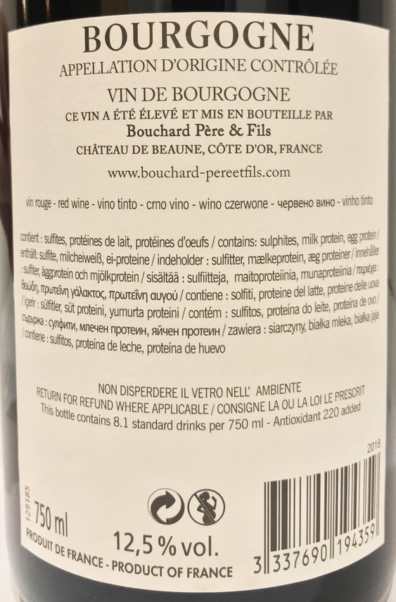 Etiketa Bourgogne Pinot noir AOC