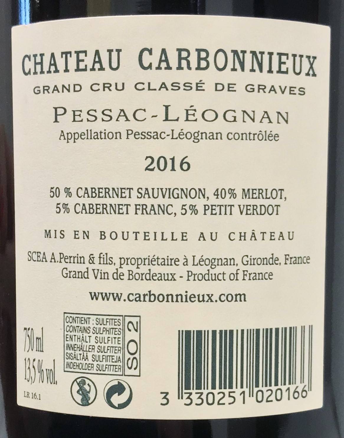 Etiketa Château Carbonnieux Grand Cru classé 