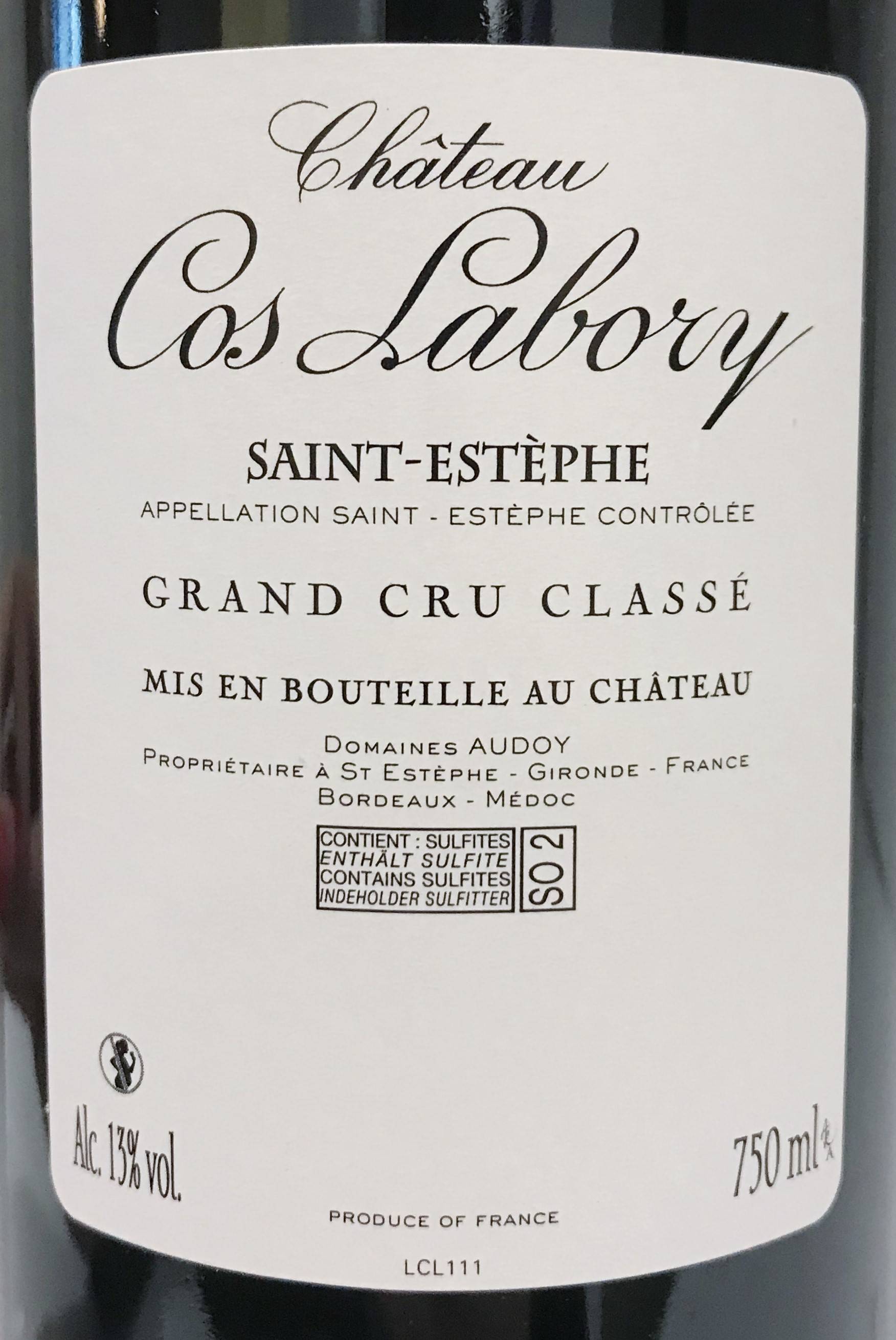 Etiketa Château Cos Labory 