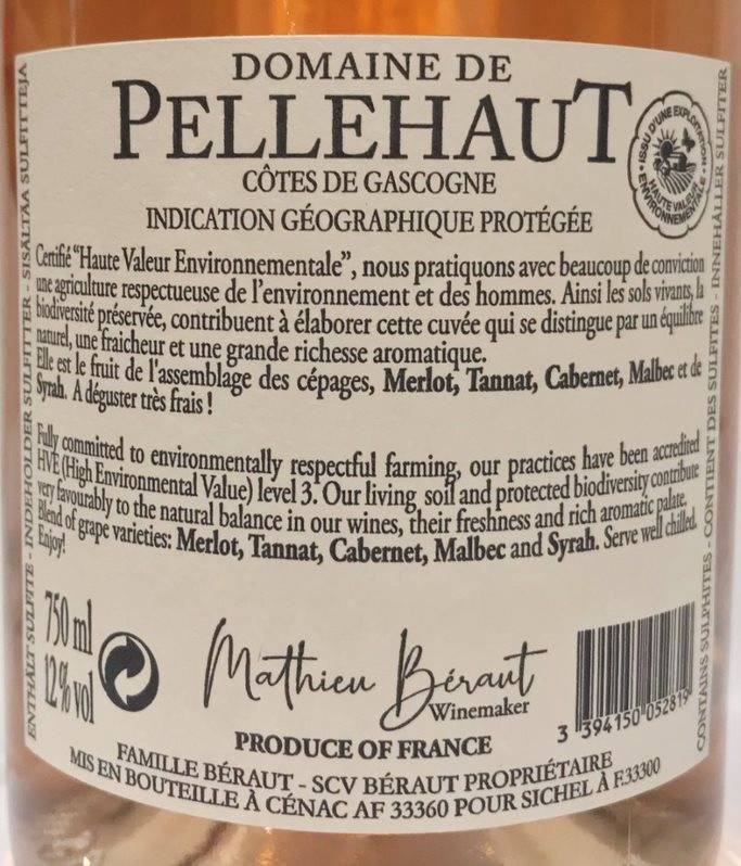 Etiketa Harmonie de Gascogne rosé