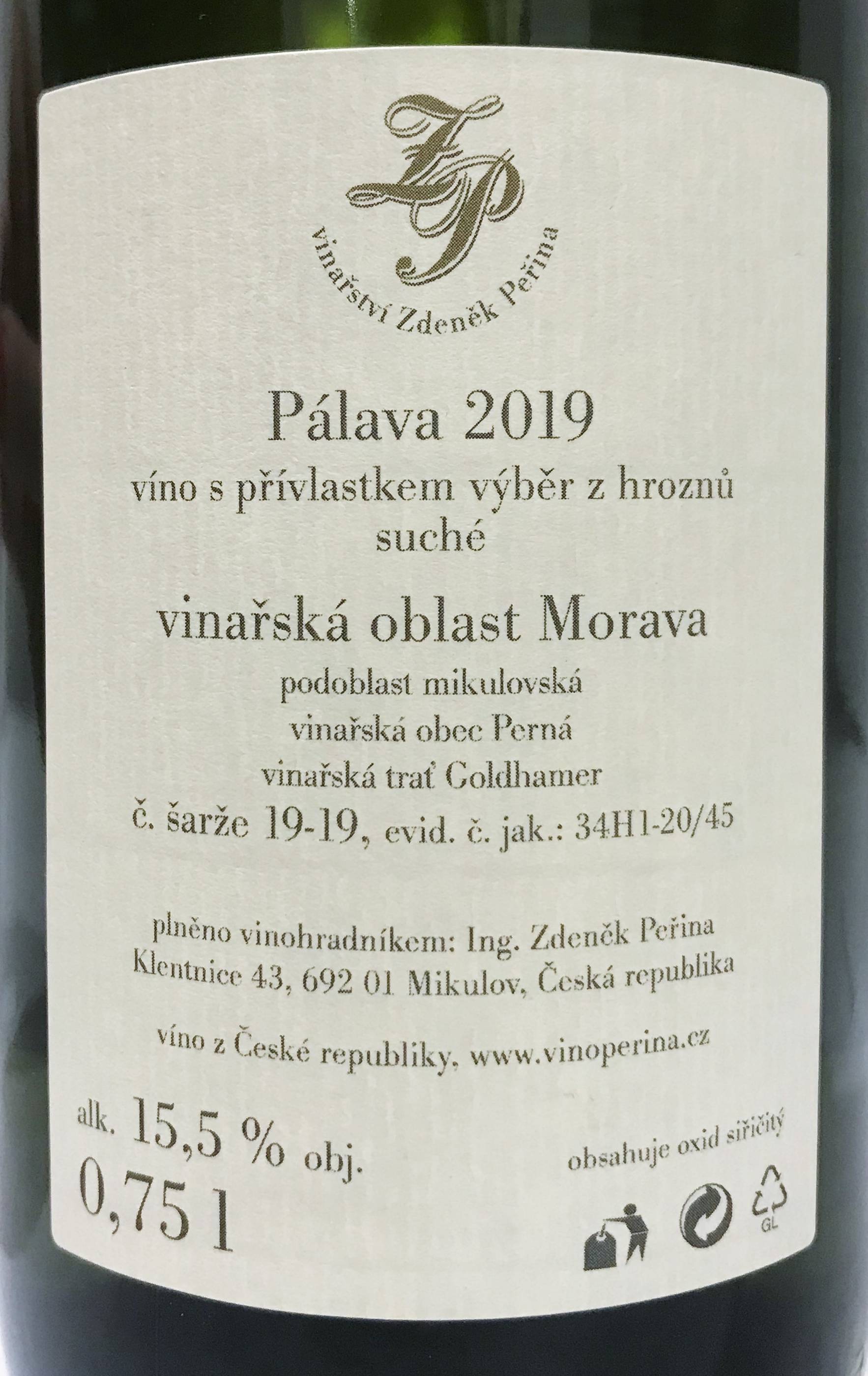 Etiketa Pálava Goldhamer