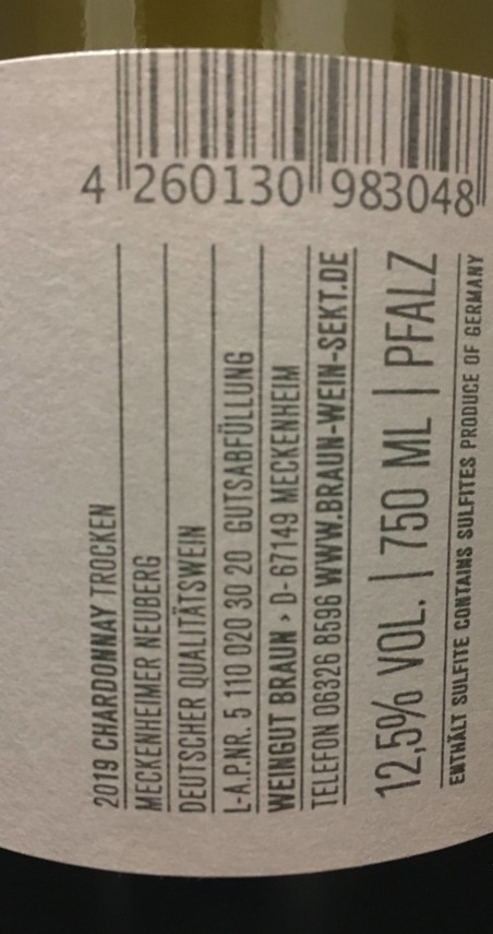 Etiketa Chardonnay Individuell