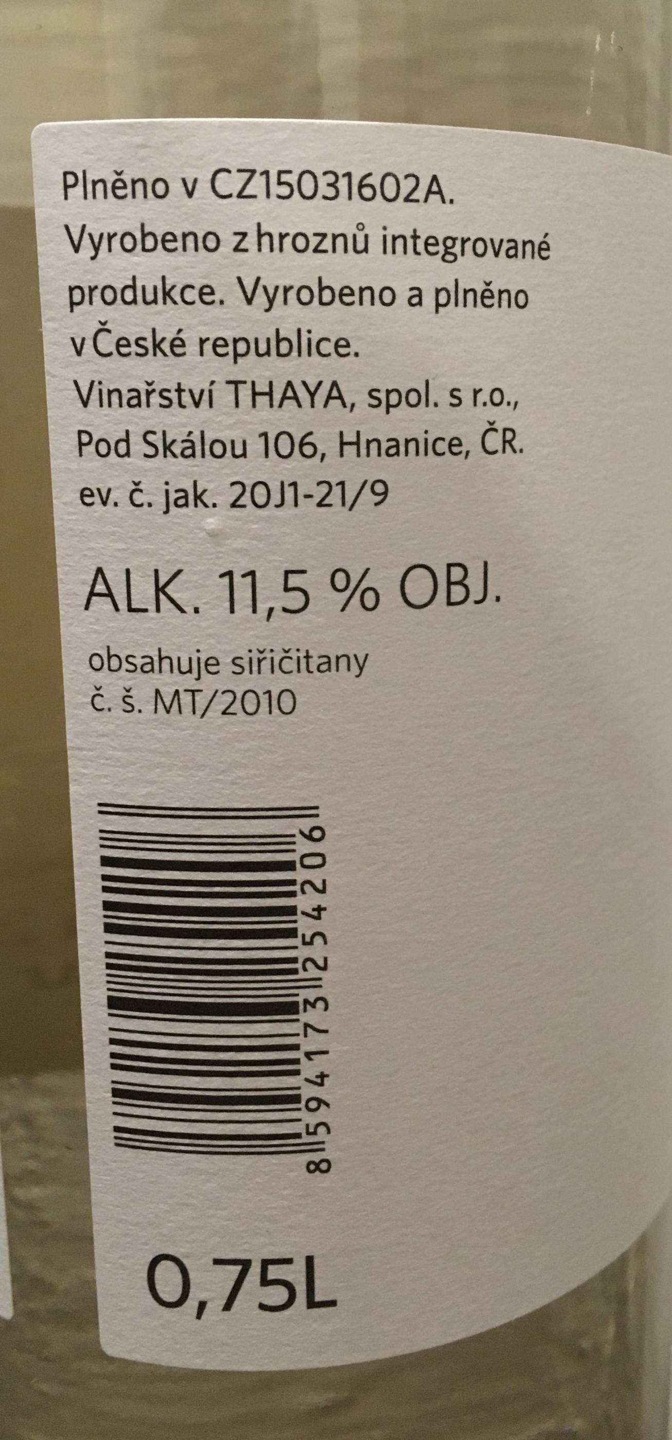 Etiketa Müller Thurgau - Pozdravy z Národního parku