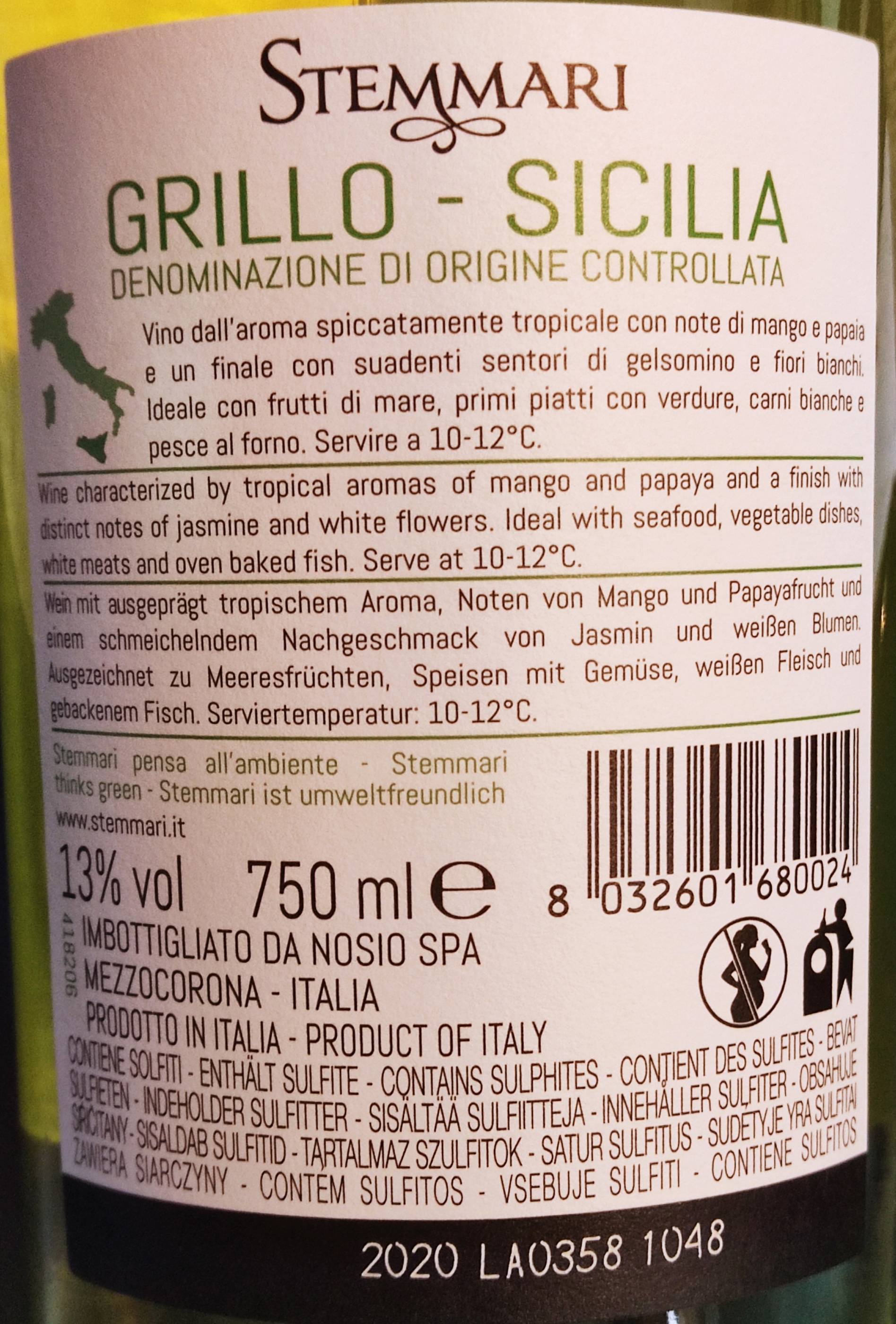 Etiketa Grillo - Stemmari