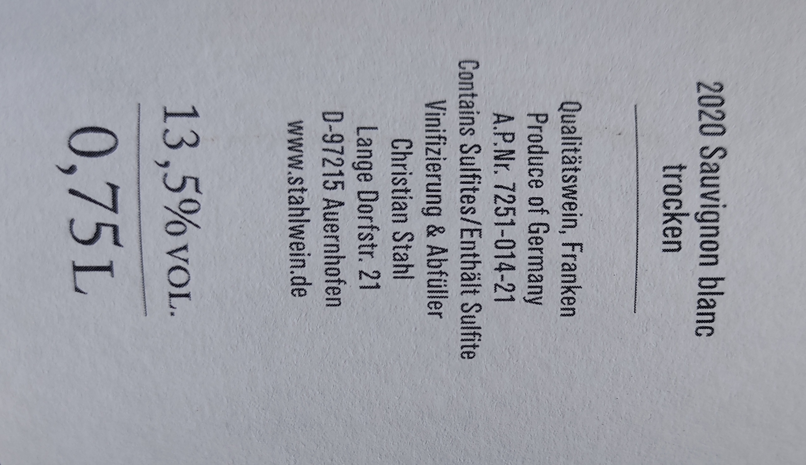 Etiketa Sauvignon blanc \