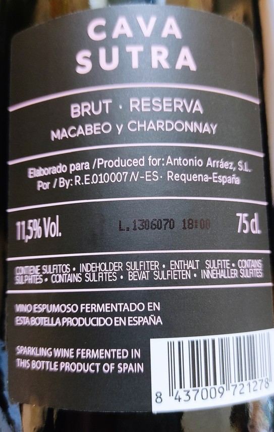 Etiketa Cava Sutra Reserva