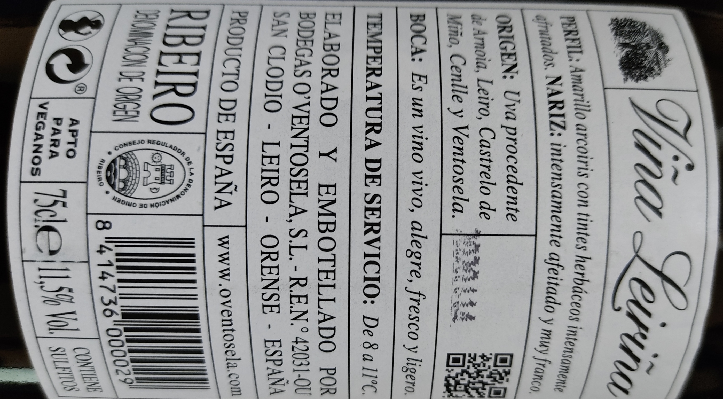 Etiketa Ribeiro Blanco-Viňa Leiriňa