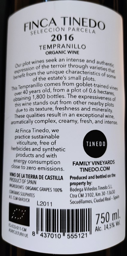 Etiketa Tempranillo Selección Parcela