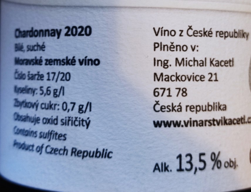 Etiketa Chardonnay-KACETL