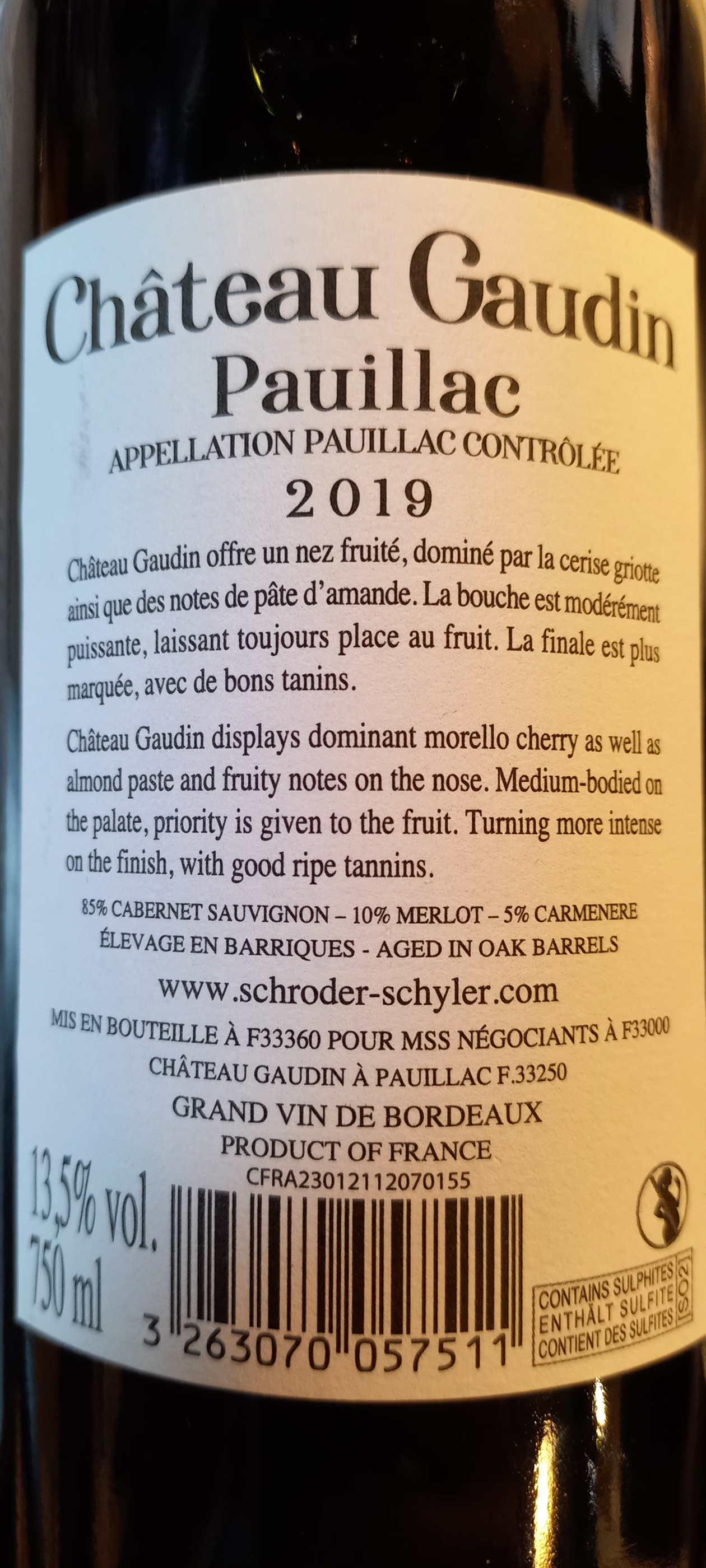 Etiketa Château Gaudin