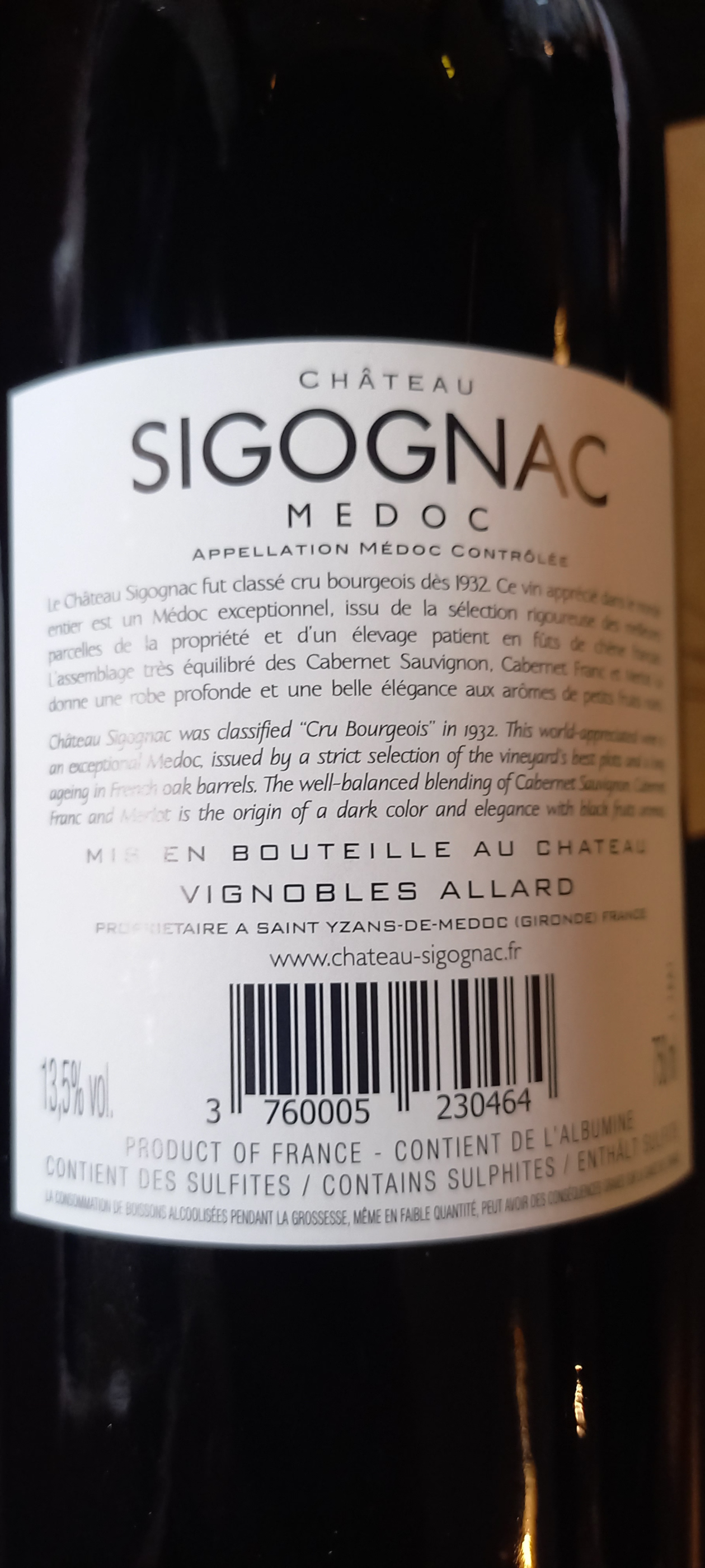 Etiketa Château Sigognac Cru Bourgeois