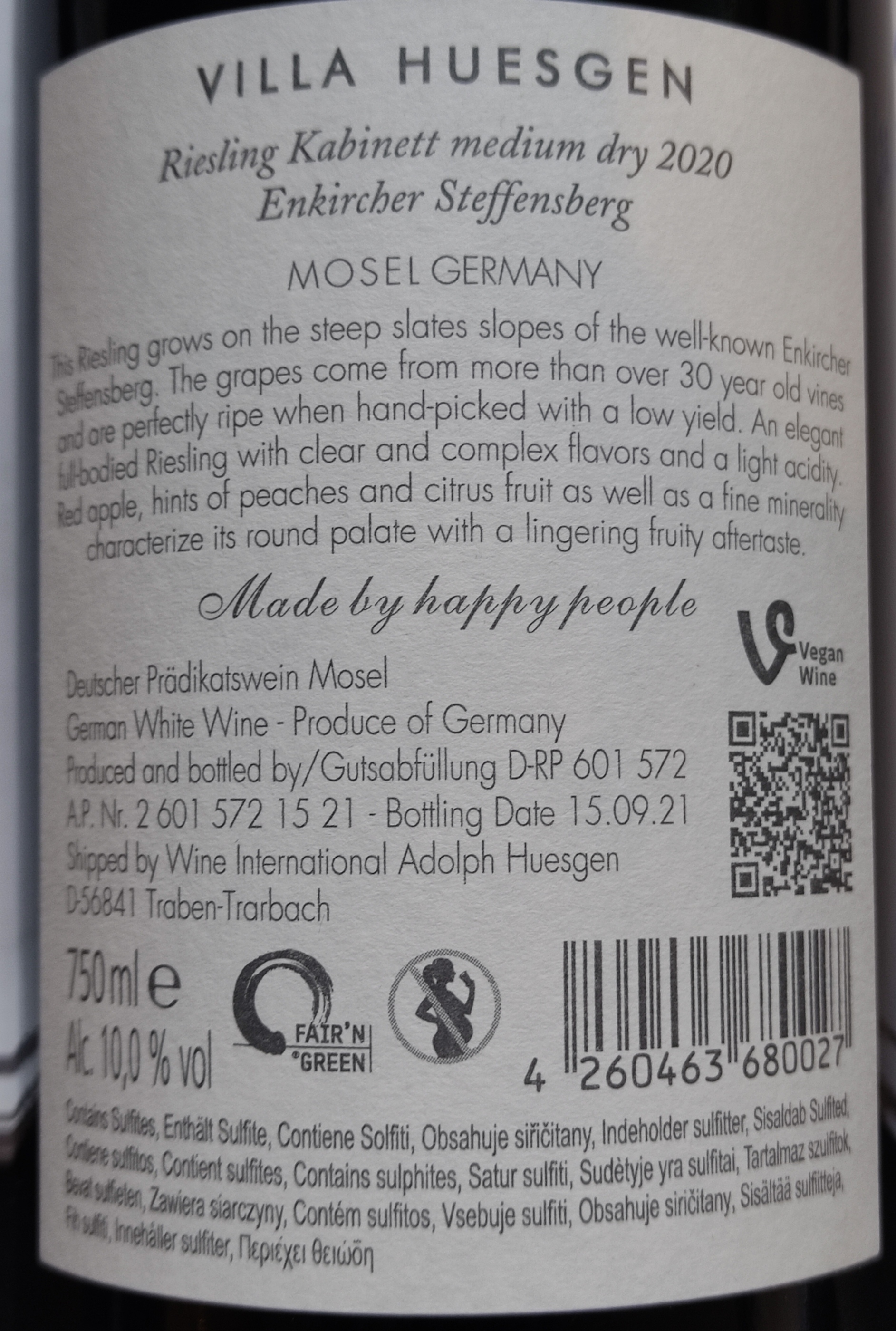 Etiketa Riesling feinherb