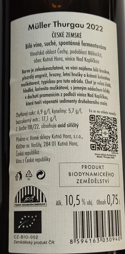 Etiketa Müller Thurgau