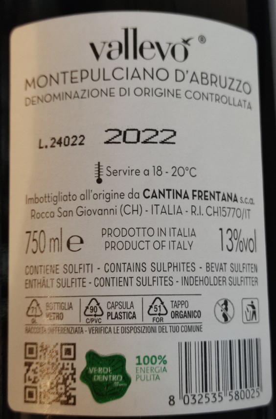 Etiketa Montepulciano d\'Abruzzo