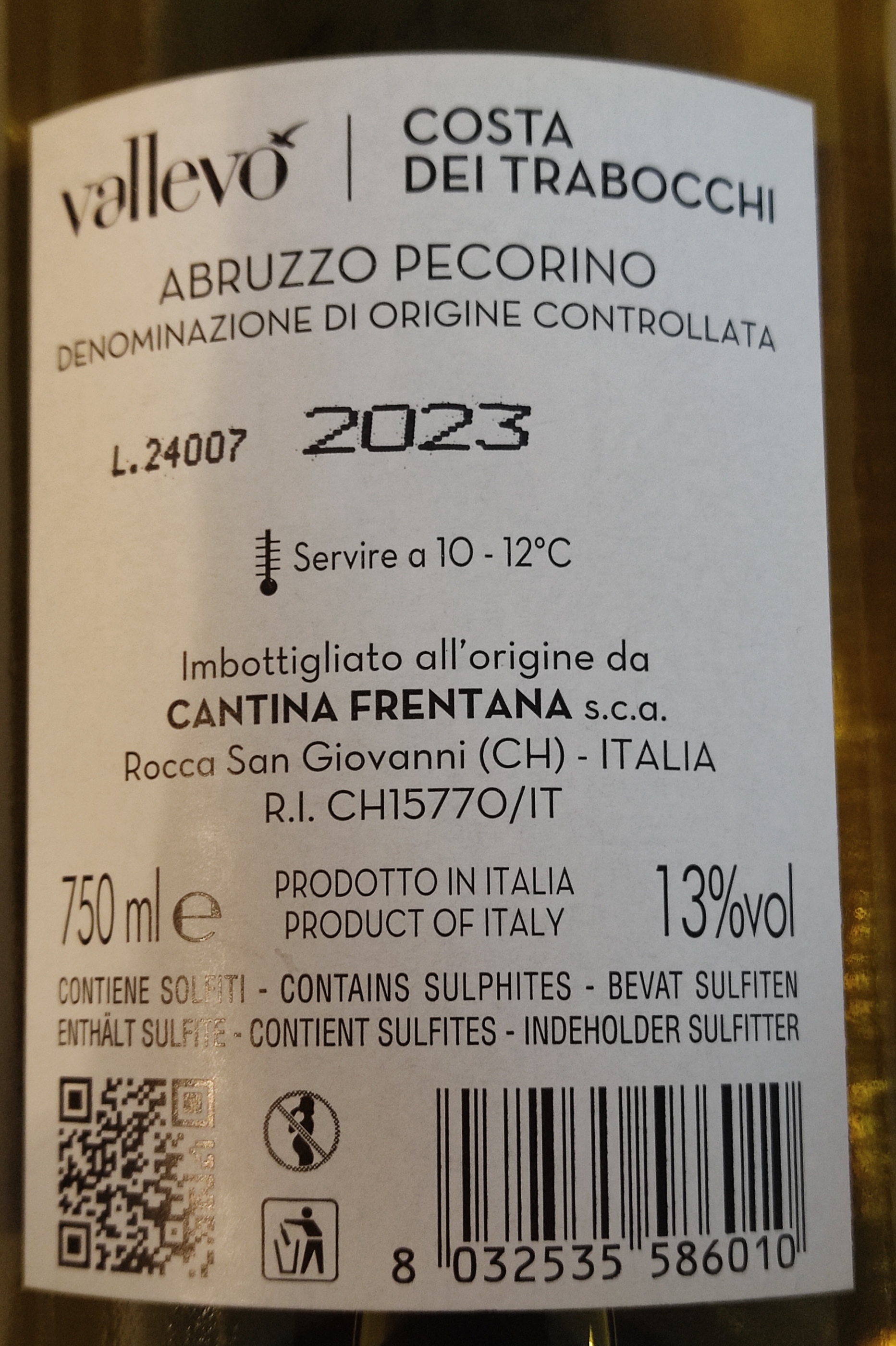 Etiketa Pecorino Costa deu Trabocchi