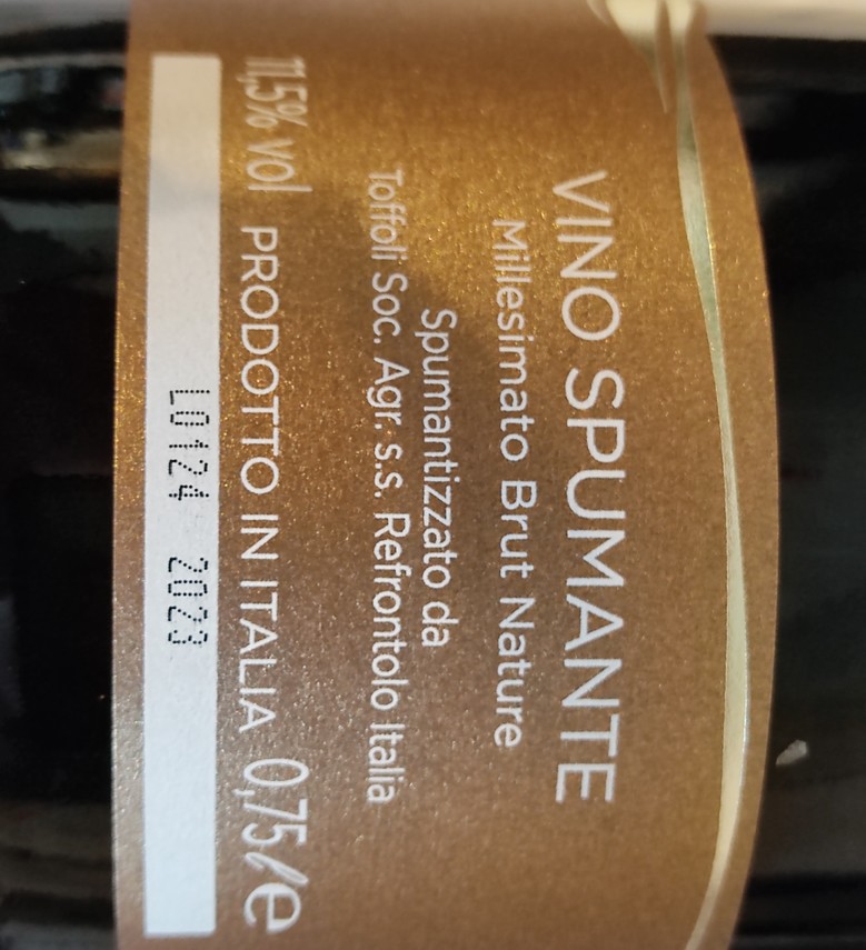 Etiketa Vino Spumante Brut Nature 