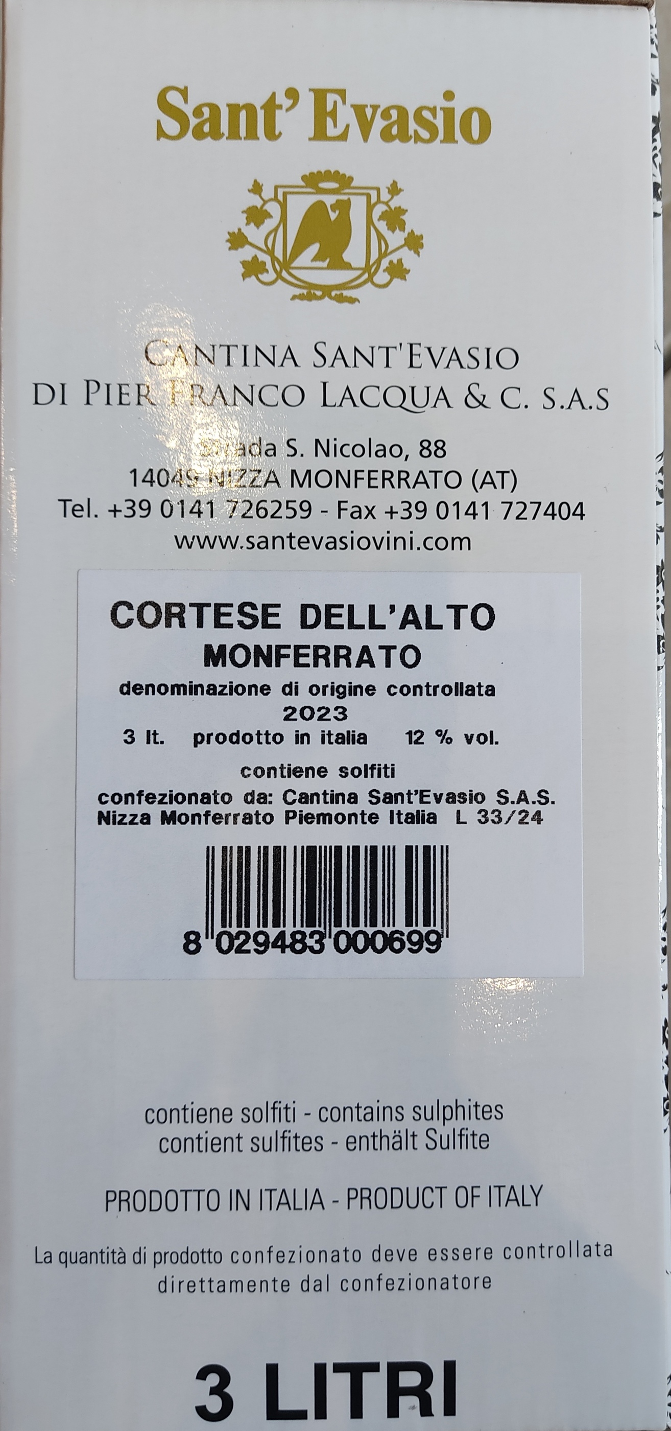Etiketa Cortese Dell\'Alto Monferrato-bag in box