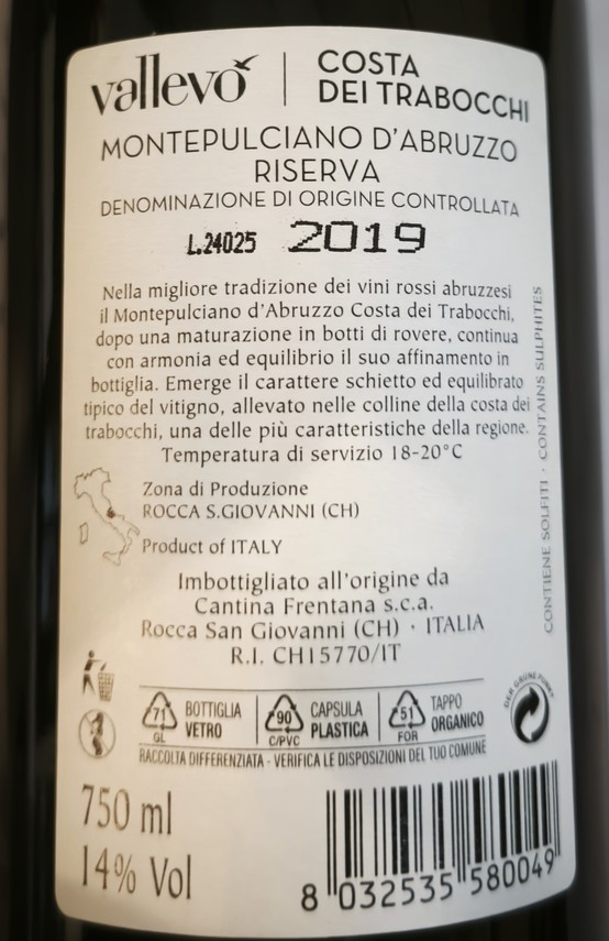 Etiketa Montepulciano d´Abruzzo DOC Riserva 