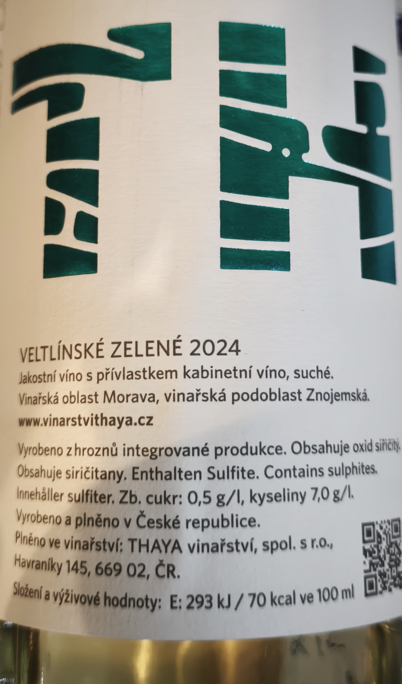 Etiketa Veltlínské zelené \