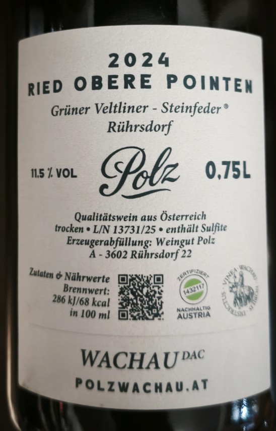 Etiketa Grüner Veltliner Steinfeder \
