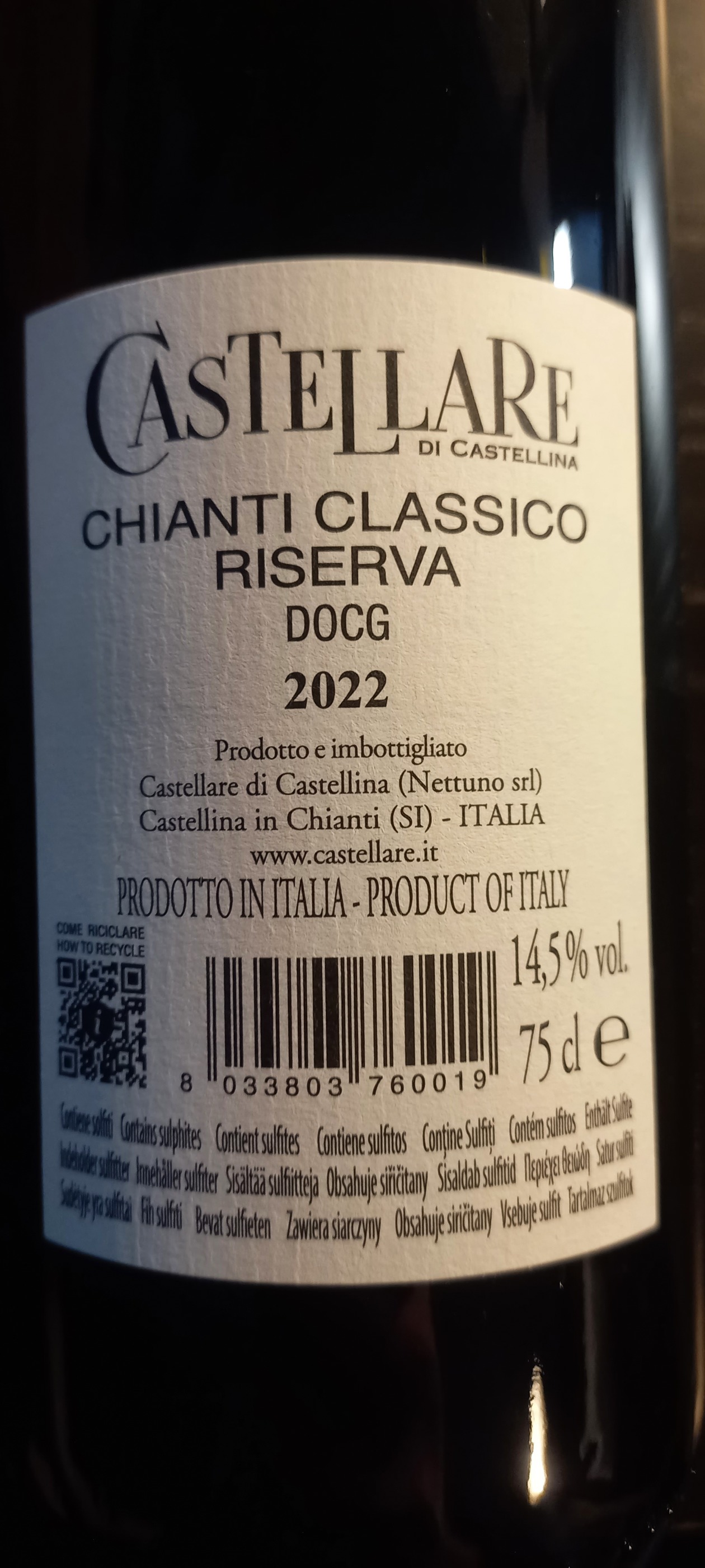 Etiketa Chianti classico Riserva